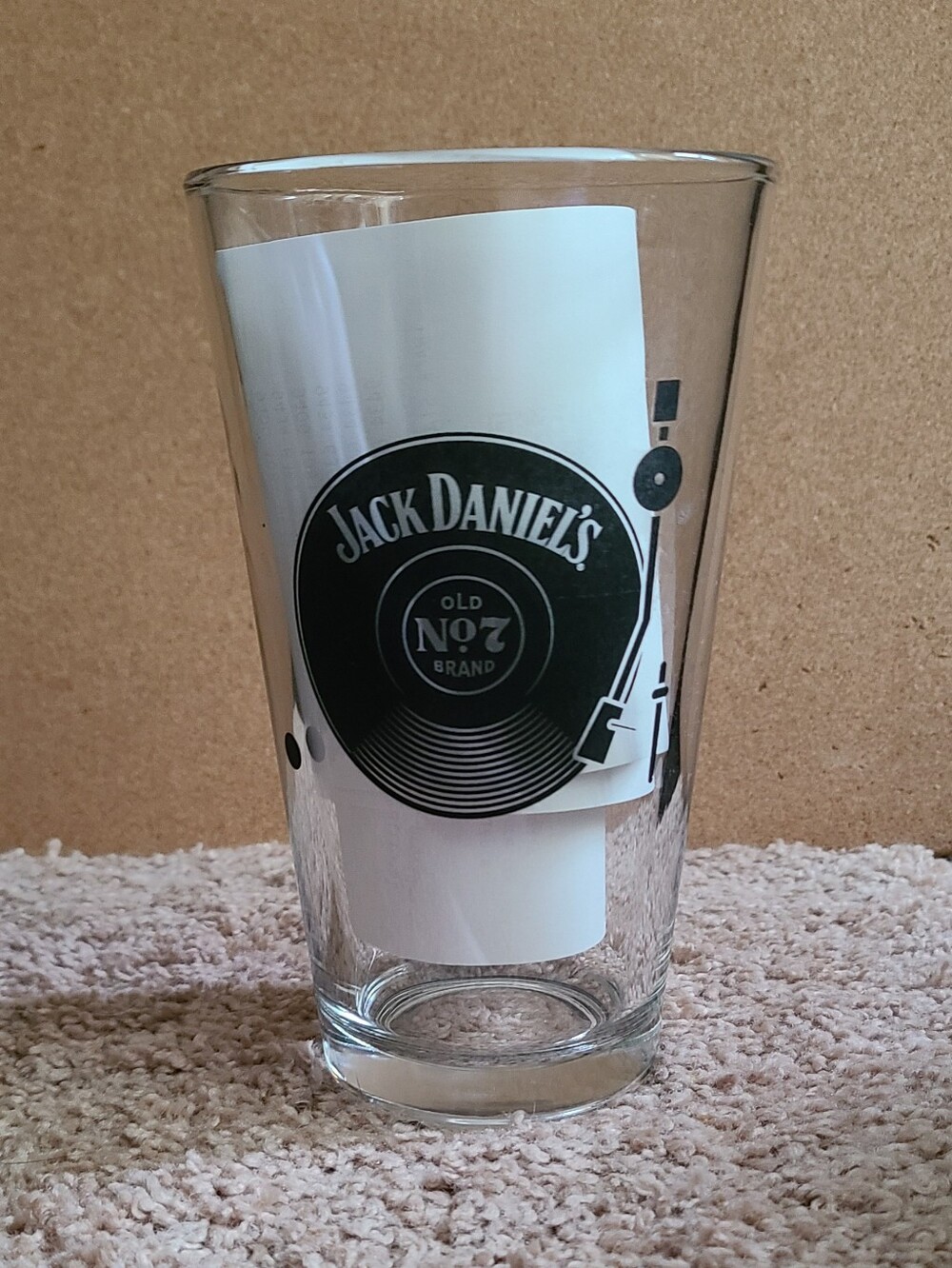 Jack Daniel's Old No 7 Brand Vinyl Record Player Pint Glass Whiskey